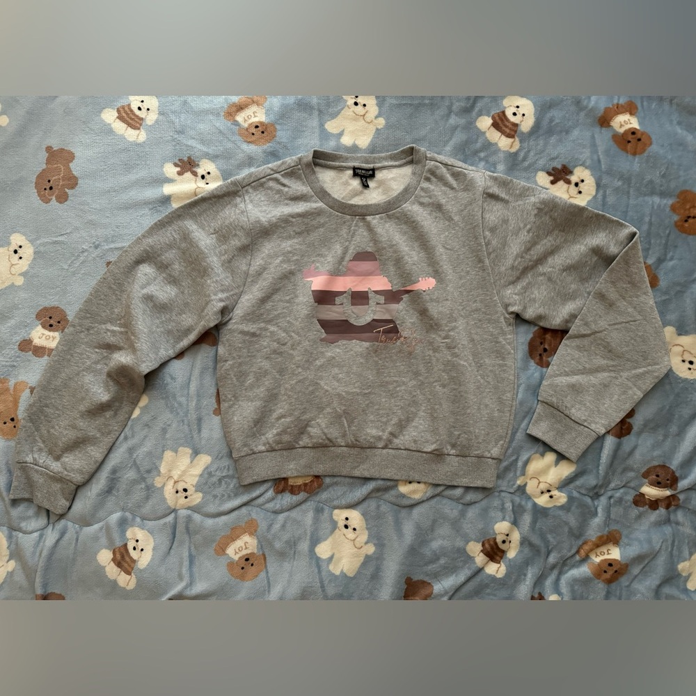 True Religion Heather Gray Cropped Sweatshirt
